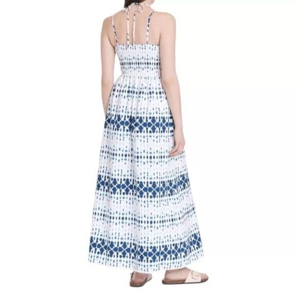 Smocked Cut-Out Blue Tie-Dye Maxi Dress Sleeveless Sundress NWT Universal Thread - Picture 4 of 13